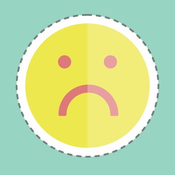 Sticker line cut Emoticon Sad. suitable for Emoticon symbol. simple design editable. design template vector. simple symbol illustration vector