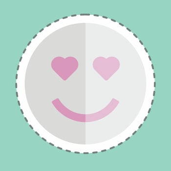Sticker line cut Emoticon Love. suitable for Emoticon symbol. simple design editable. design template vector. simple symbol illustration vector