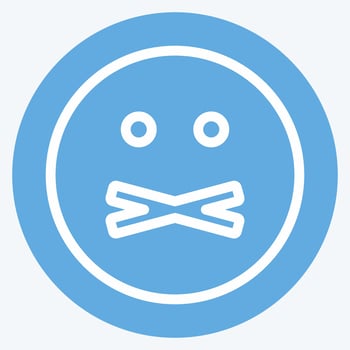 Icon Emoticon Mute. suitable for Emoticon symbol. blue eyes style. simple design editable. design template vector. simple symbol illustration vector