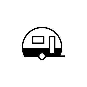 Caravan, Camper, Travel Solid Line Icon Vector Illustration Logo Template. Suitable For Many Purposes.