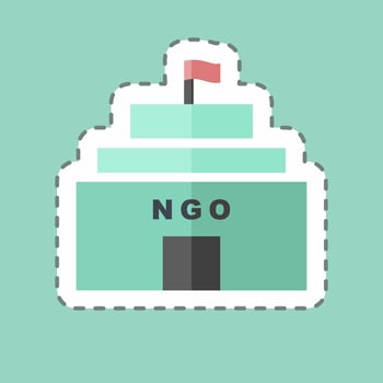 Sticker line cut NGO Building. suitable for Community symbol. simple design editable. design template vector. simple symbol illustration vector