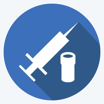 Icon Vaccine. suitable for Community symbol. long shadow style. simple design editable. design template vector. simple symbol illustration vector