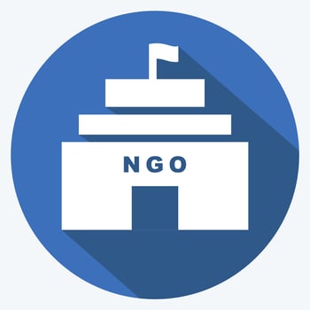 Icon NGO Building. suitable for Community symbol. long shadow style. simple design editable. design template vector. simple symbol illustration vector