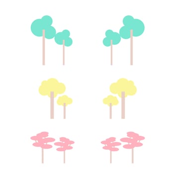 vector pastel green yellow pink trees