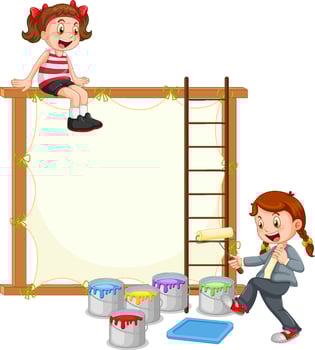 Board template with wooden frame vector