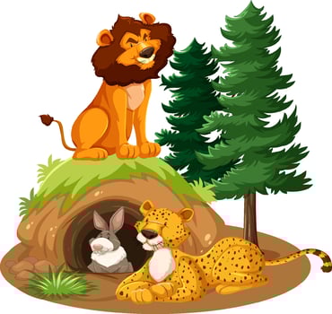 Wild animals cartoon character with burrow vector