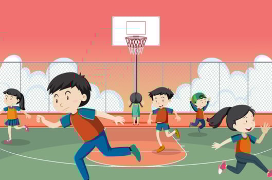 Kids playing red light green light game vector