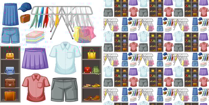 Seamless background design with cloth theme on white background vector