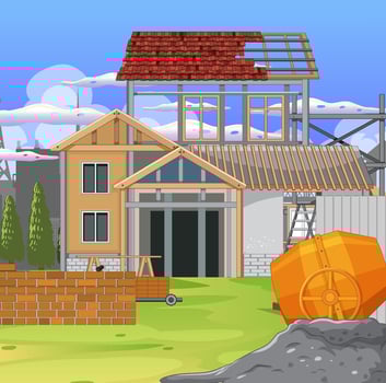 Building construction site scene vector