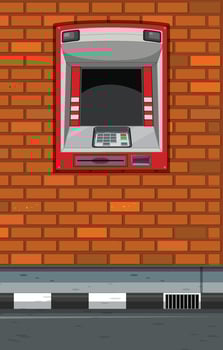 Empty scene with ATM on street in the city vector