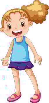 Cute happy girl cartoon character vector