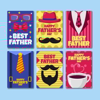 Set of Happy Father's Day Card vector