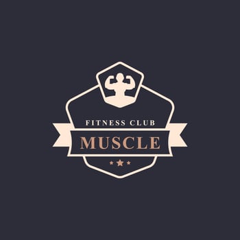 Vintage Retro Badge Fitness Center and Sport Gym Logos typographic with Sport Equipment Signs and Silhouettes vector