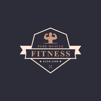 Vintage Retro Badge Fitness Center and Sport Gym Logos typographic with Sport Equipment Signs and Silhouettes vector