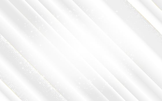 Abstract geometric white stripe shapes with golden light in gradient white background vector