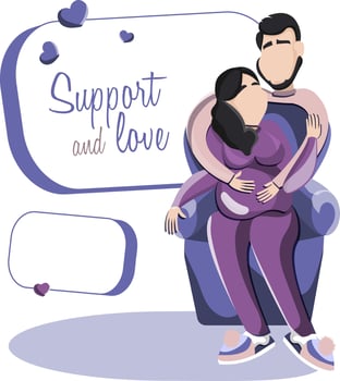 a pregnant woman together with a beloved man vector