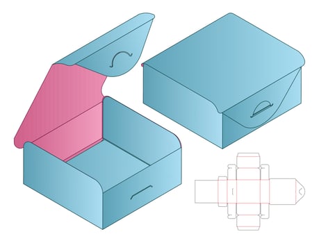Box packaging die cut template design. 3d mock-up vector