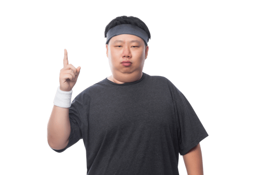 Young asian fat man is exercising, Png file