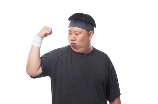 Young asian fat man is exercising, Png file