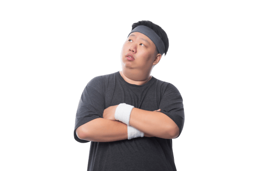 Young asian fat man is exercising, Png file
