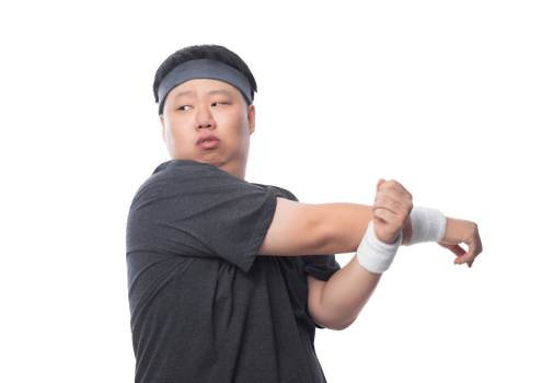Young asian fat man is exercising, Png file