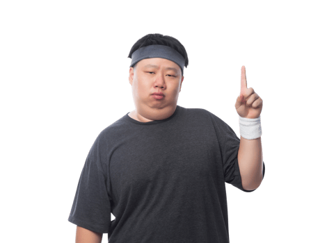 Young asian fat man is exercising, Png file