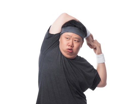 Young asian fat man is exercising, Png file