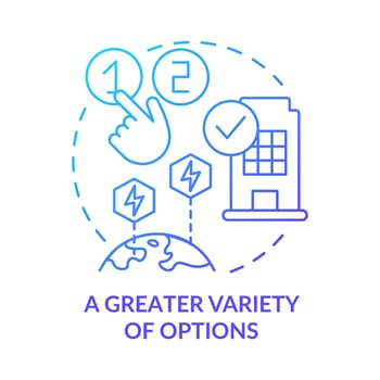 Greater variety of options blue gradient concept icon. Customer service. Choose best plan. PPA pros abstract idea thin line illustration. Isolated outline drawing. Myriad Pro-Bold fonts used vector