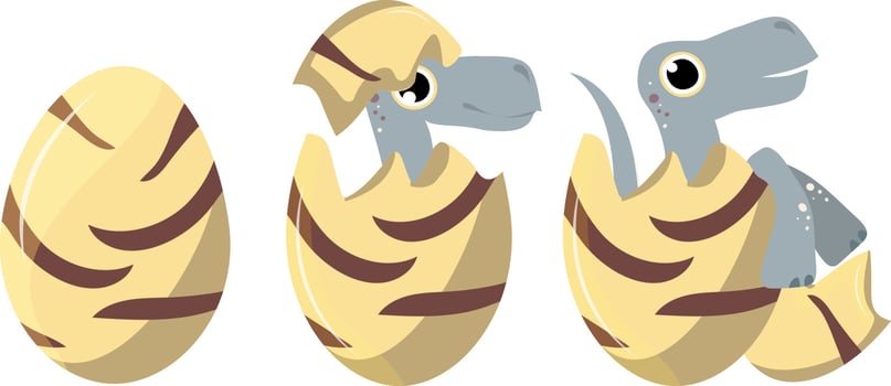 three eggs with a climbing dinosaur vector