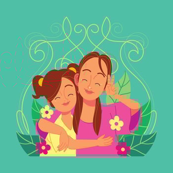 Cute and Cheerful Sisters vector