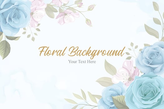 Beautiful floral background with blue flowers vector