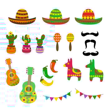 Vector Cinco de Mayo celebrating the anniversary of Mexico's victory over the empire.