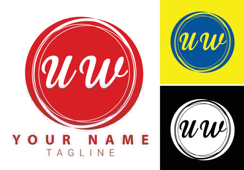 UW initial letter handwriting and signature logo design template vector