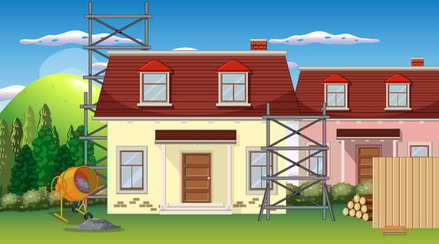 Building construction site scene vector