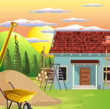 Scene of building construction site vector