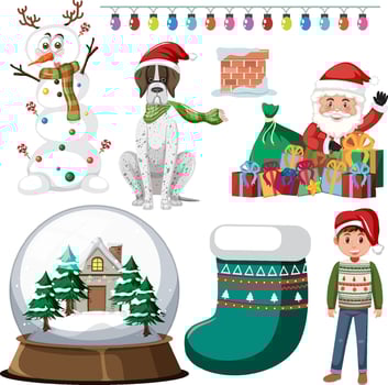 Christmas holidays with many ornaments vector
