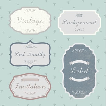 Vector set of vintage, retro labels, frames isolated. Pastel colors