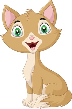 Cartoon cute cat sitting isolated on white background vector