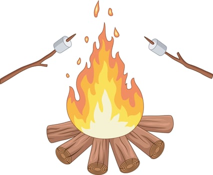 Campfire and marshmallow roast on a stick vector