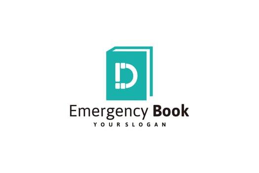 book logo design inspiration with phone and exclamation mark logo design. vector