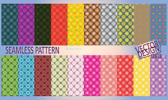 Set of Cute bright seamless patterns.  Vector illustration of a bright design.  Abstract borderless geometric pattern on a bright background