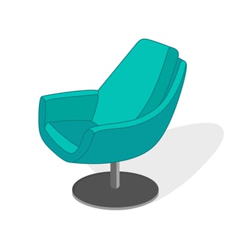 Turquoise armchair Modern interior furniture Vector illustration in a flat style isolated