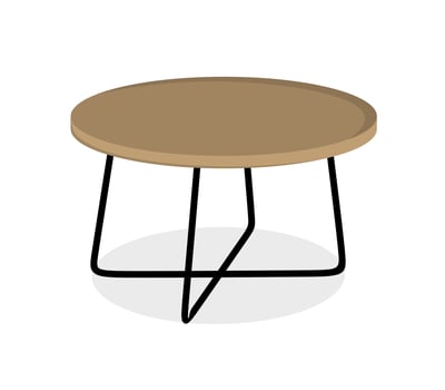 Modern interior wooden coffee table with iron legs furniture Vector illustration in a flat style isolated