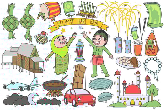 Selamat Hari Raya or Balik kampung means Eid Mubarak for Muslim people vector