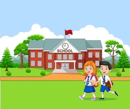 Happy little kids going to school vector