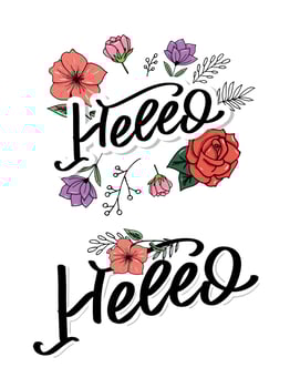 Hello in hand drawn style. Hello world. Lettering design concept. White background. Hand lettering typography. New year party. Hello quote message bubble. Hello symbol. vector