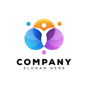 colorful circle people logo, business success logo, abstract circle logo vector template
