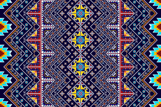 Ikat geometric abstract ethnic pattern design. Aztec fabric carpet mandala ornament ethnic chevron textile decoration wallpaper. Tribal boho native ethnic traditional embroidery vector background