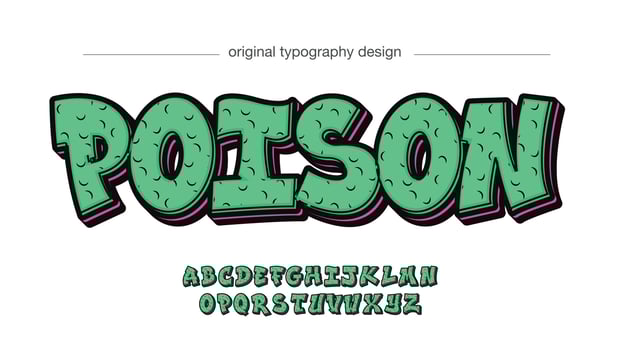 green zombie pattern graffiti font vector
