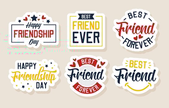 Happy Friendship Day Sticker Set vector